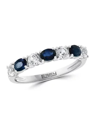 Natural Sapphire, White Sapphire Ring in 14K White Gold 