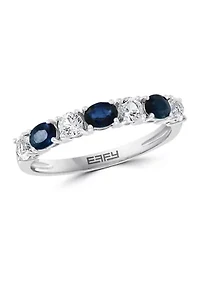 Natural Sapphire, White Sapphire Ring in 14K White Gold 