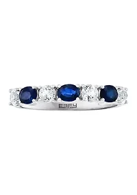 Natural Sapphire, White Sapphire Ring in 14K White Gold 