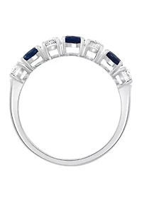 Natural Sapphire, White Sapphire Ring in 14K White Gold 