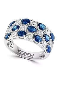 Natural Sapphire, White Sapphire Ring in 14K White Gold 