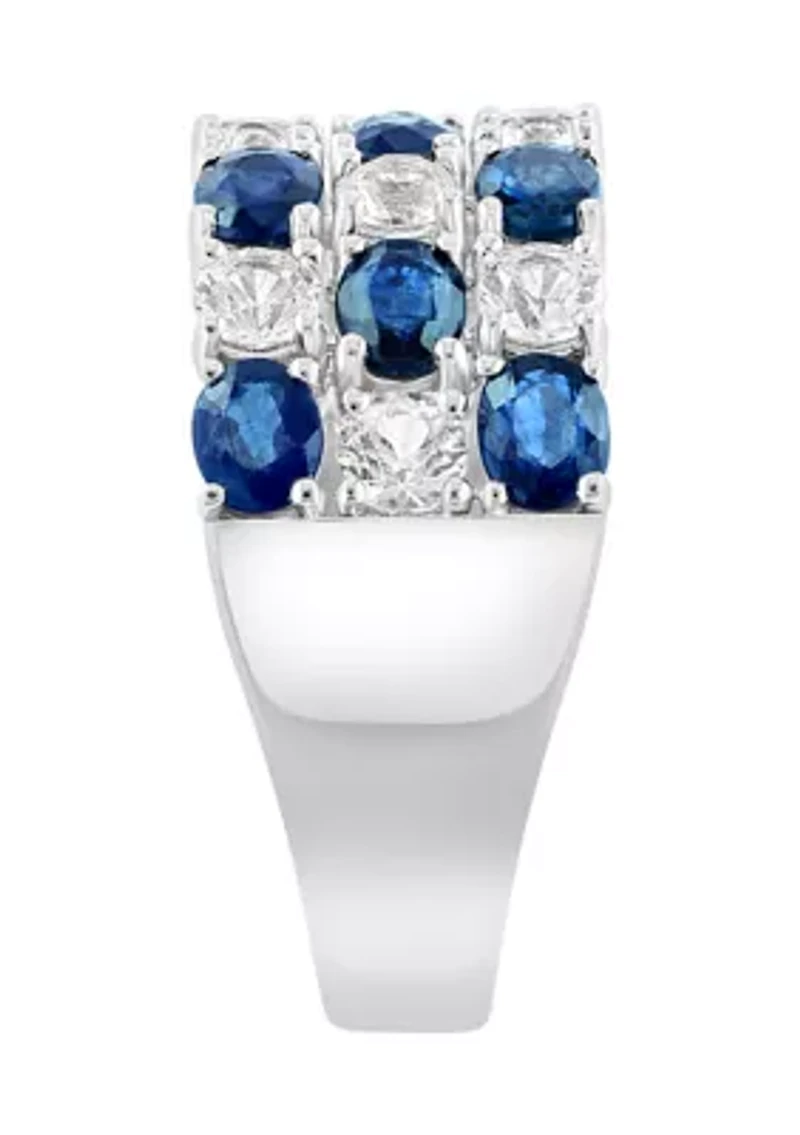 Natural Sapphire, White Sapphire Ring in 14K White Gold 
