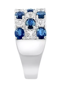 Natural Sapphire, White Sapphire Ring in 14K White Gold 