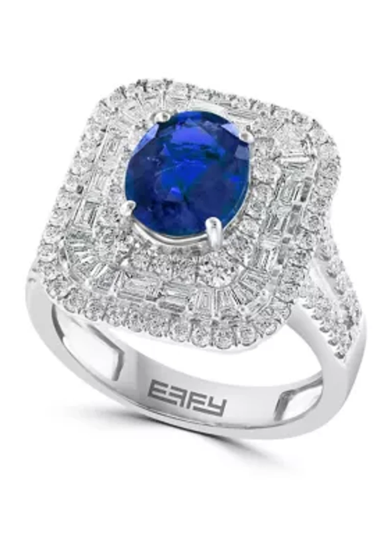 14K White Gold Diamond and Natural Sapphire Ring