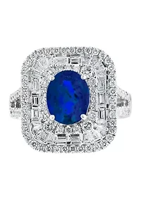 14K White Gold Diamond and Natural Sapphire Ring