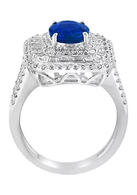 14K White Gold Diamond and Natural Sapphire Ring