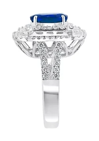 14K White Gold Diamond and Natural Sapphire Ring