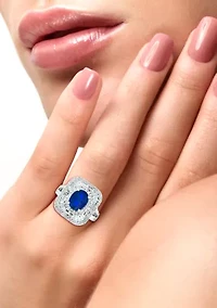 14K White Gold Diamond and Natural Sapphire Ring