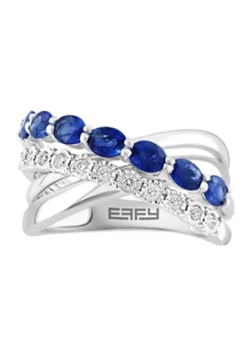 Diamond and Natural Sapphire Ring in Sterling Silver