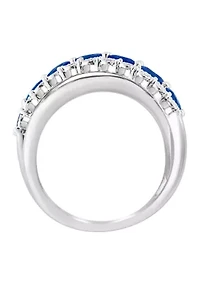 Diamond and Natural Sapphire Ring in Sterling Silver