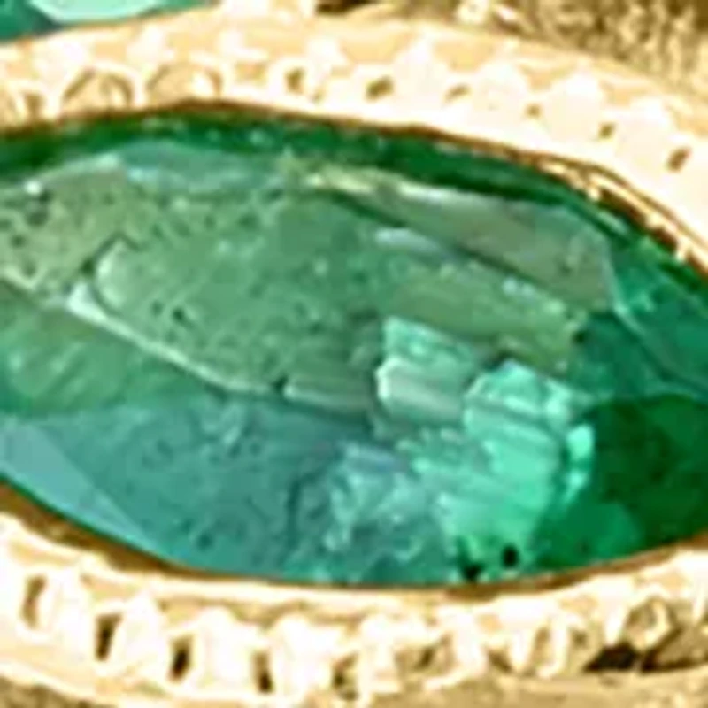 Diamond and Natural Emerald Ring in 14K Yellow Gold