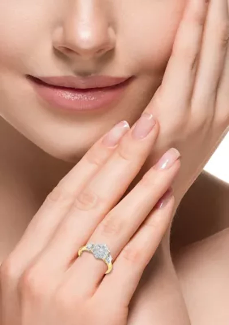 3/4 ct. t.w. Miracle Set Diamond Ring in 14K White & Yellow Gold