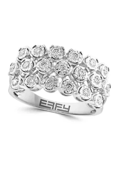 1/2 ct. t.w. Miracle Set Diamond 3 Row Ring in 14K White Gold