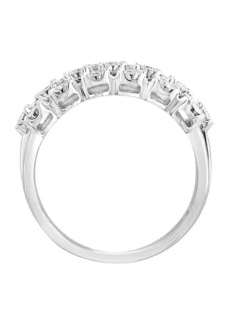 1/2 ct. t.w. Miracle Set Diamond 3 Row Ring in 14K White Gold