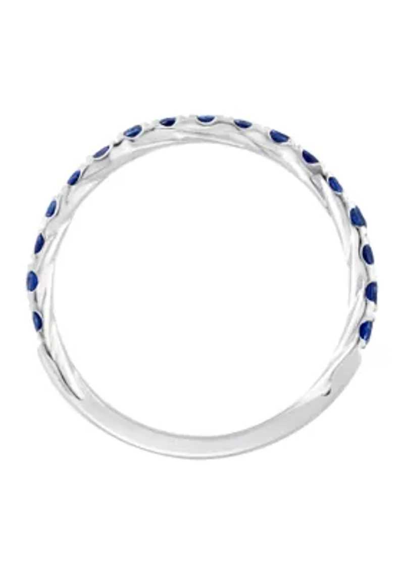 1/2 ct. t.w. Sapphire Ring in 14K White Gold Plated Sterling Silver