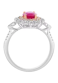 5/8 ct. t.w. Diamond, 1.42 ct. t.w. Natural Ruby Ring in 14K White and Rose Gold