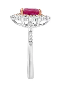 5/8 ct. t.w. Diamond, 1.42 ct. t.w. Natural Ruby Ring in 14K White and Rose Gold