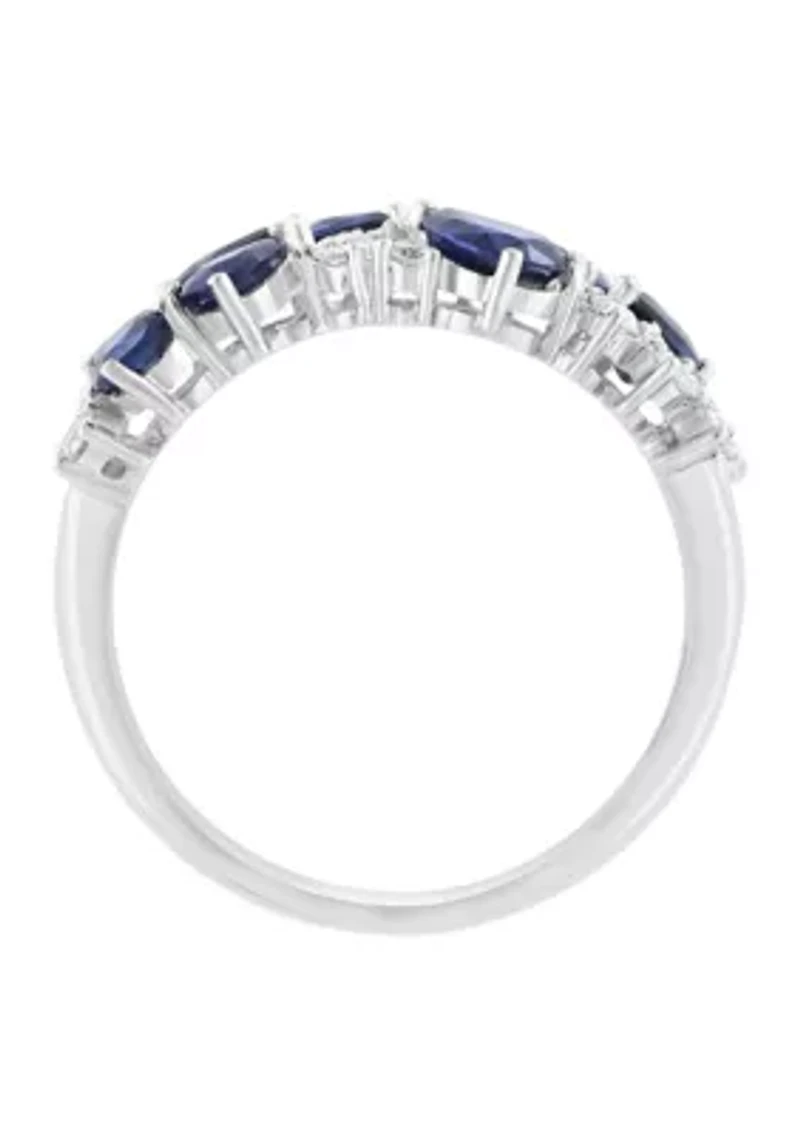 1.49 ct. t.w. Diamond, 1/4 ct. t.w. Sapphire Ring in 14K White Gold