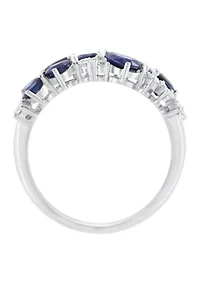 1.49 ct. t.w. Diamond, 1/4 ct. t.w. Sapphire Ring in 14K White Gold