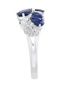 1.49 ct. t.w. Diamond, 1/4 ct. t.w. Sapphire Ring in 14K White Gold