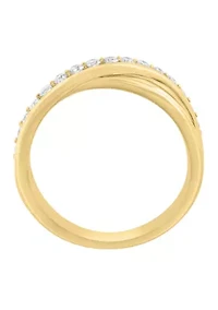 14K Yellow Gold 1/3 ct. t.w. Diamond Crossover Ring 