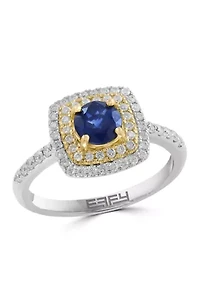 1/3 ct. t.w. Diamond and Natural Sapphire Ring in 14K White Gold and 14K Yellow Gold