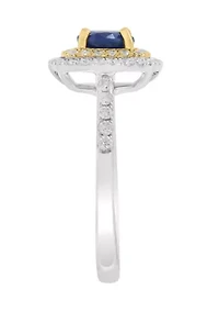 1/3 ct. t.w. Diamond and Natural Sapphire Ring in 14K White Gold and 14K Yellow Gold