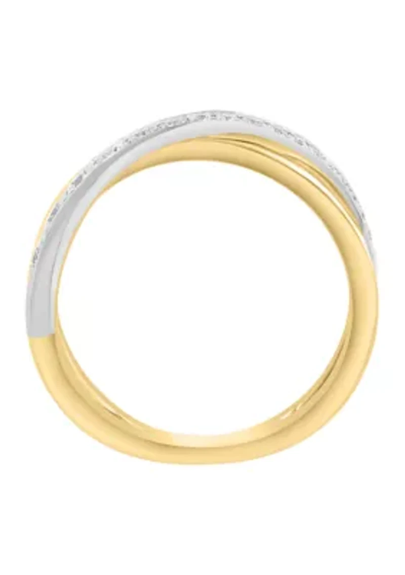 14K White Gold and Yellow Gold Diamond Ring 