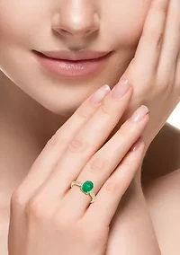 Natural Emerald and Diamond Ring in 14K Yellow Gold