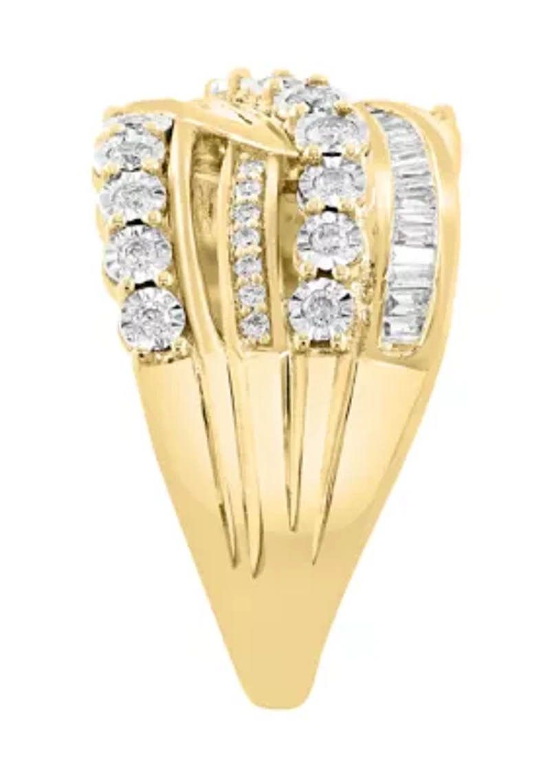 Diamond Ring in 14K White and Yellow Gold