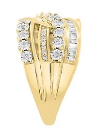 Diamond Ring in 14K White and Yellow Gold