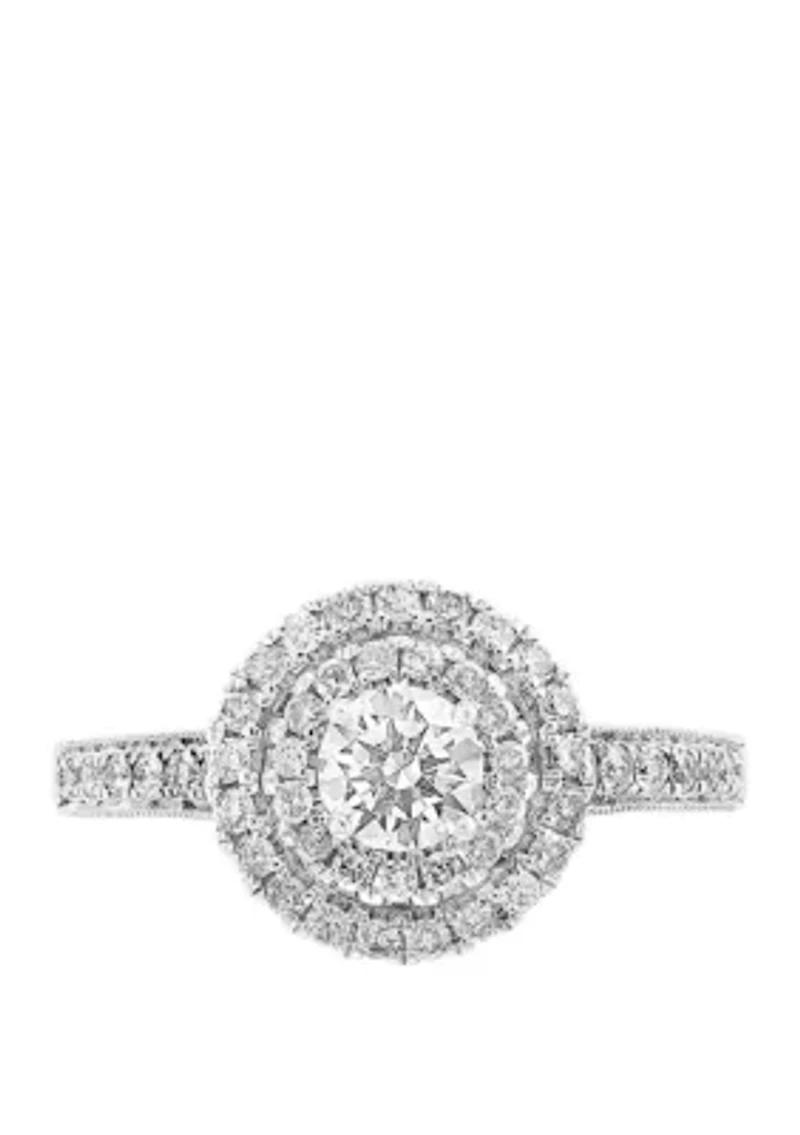 1 ct. t.w. Diamond Ring with Infinity Symbol in 14k White and Rose Gold                                                                                                 