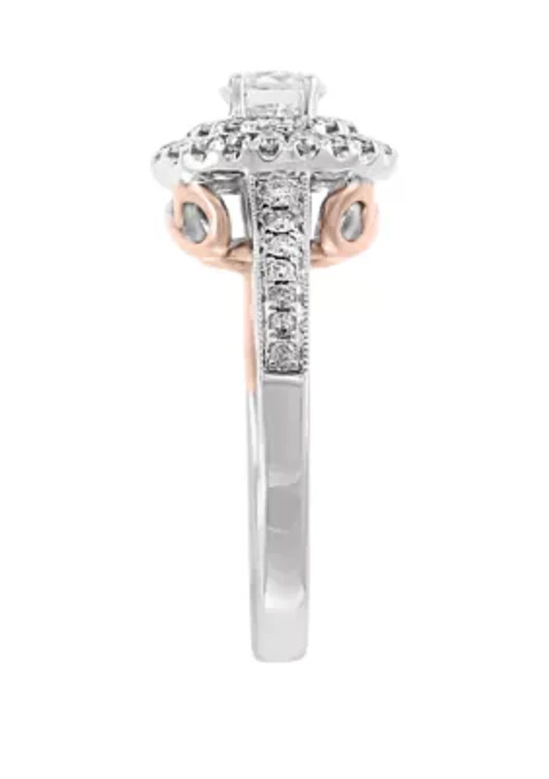 1 ct. t.w. Diamond Ring with Infinity Symbol in 14k White and Rose Gold                                                                                                 