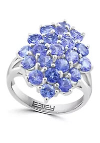 Tanzanite Cluster Ring in Sterling Silver
