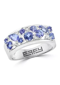 Diamond and Tanzanite Ring in Sterling Silver