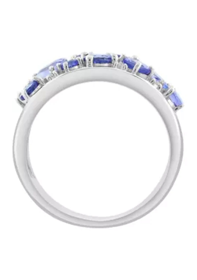 Diamond and Tanzanite Ring in Sterling Silver