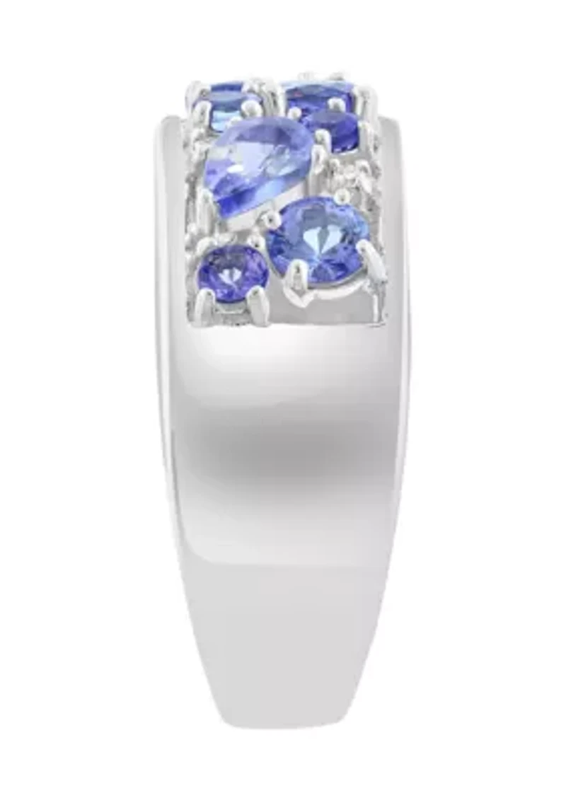 Diamond and Tanzanite Ring in Sterling Silver