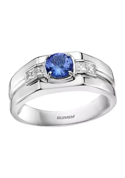 Men's 1/3 ct. t.w. and 3/4 ct. t.w. Tanzanite Ring in 14K White Gold
