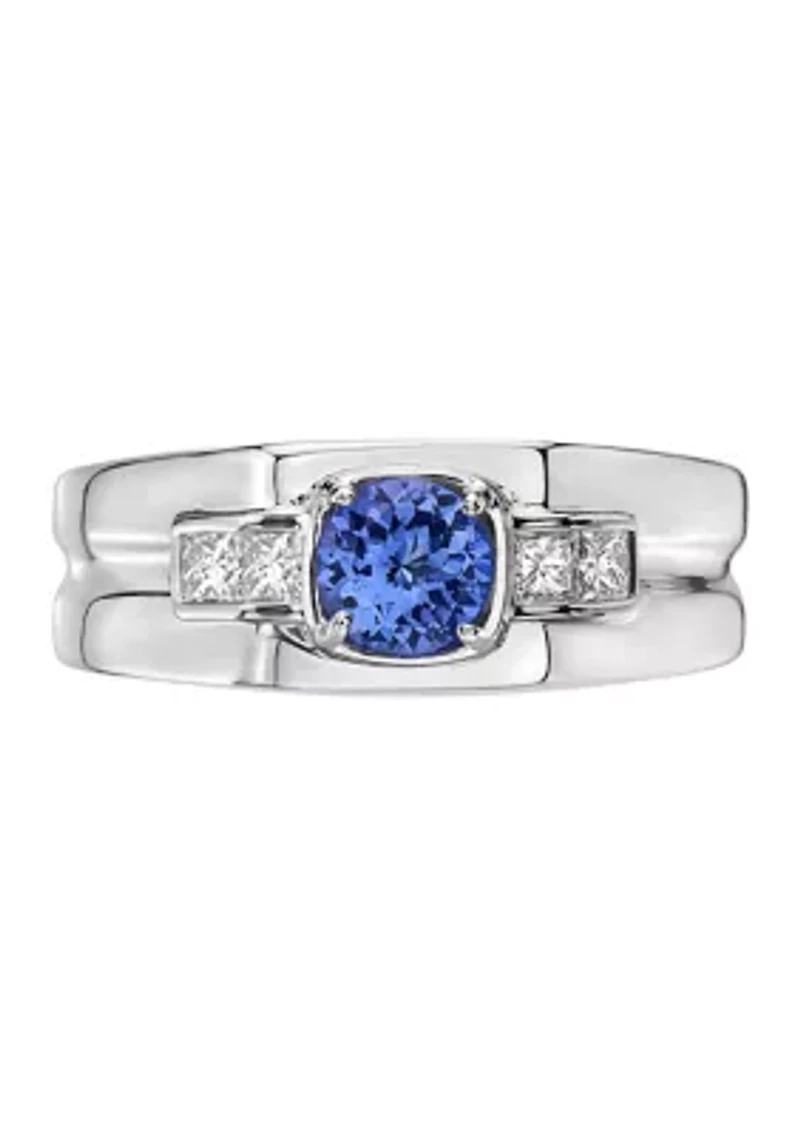 Men's 1/3 ct. t.w. and 3/4 ct. t.w. Tanzanite Ring in 14K White Gold