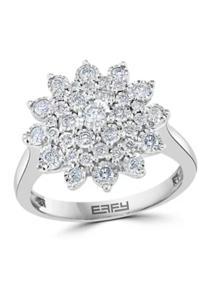 1/2 ct. t.w. Diamond Cluster Ring Sterling Silver