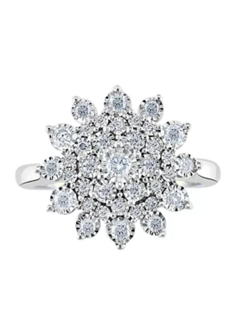 1/2 ct. t.w. Diamond Cluster Ring Sterling Silver