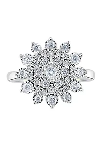 1/2 ct. t.w. Diamond Cluster Ring Sterling Silver