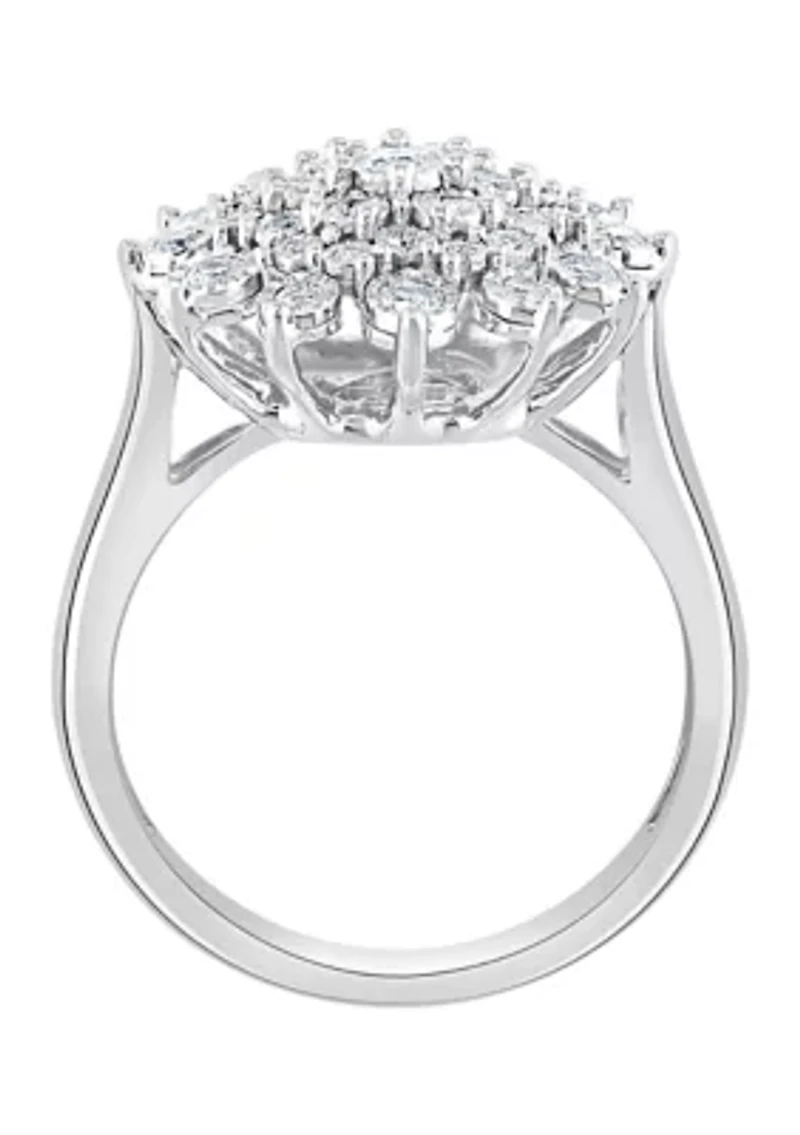 1/2 ct. t.w. Diamond Cluster Ring Sterling Silver
