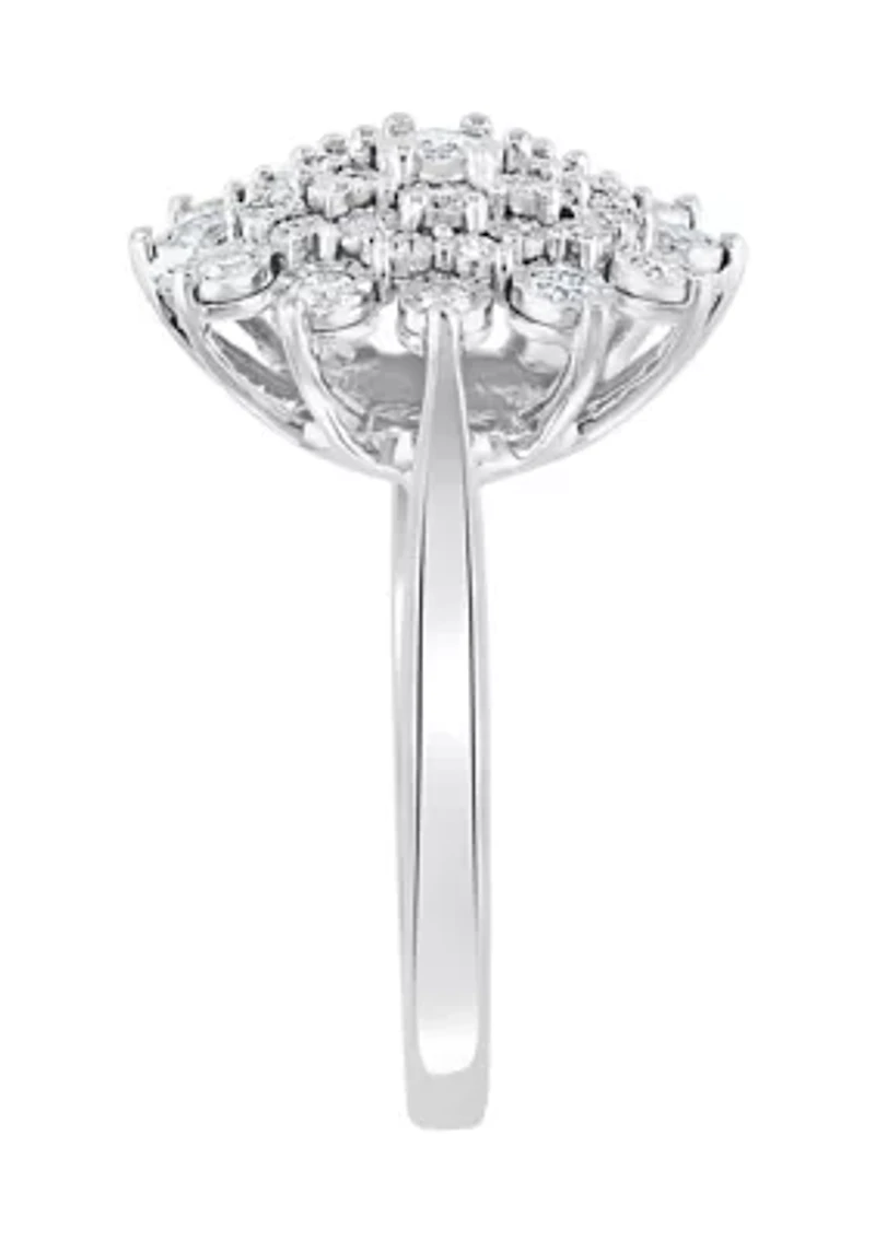 1/2 ct. t.w. Diamond Cluster Ring Sterling Silver