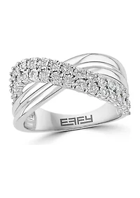 1/4 ct. t.w. Diamond Crossover Band Ring in Sterling Silver