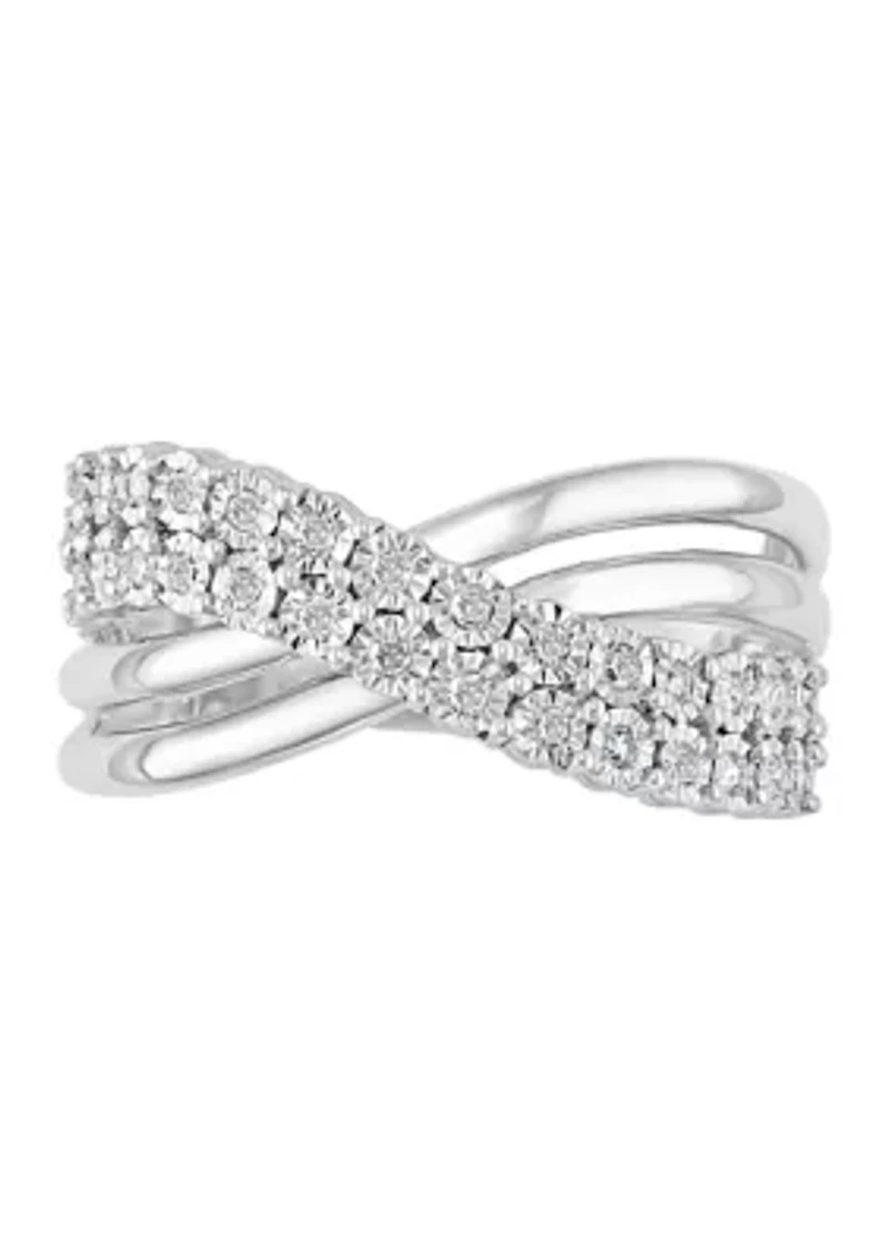 1/4 ct. t.w. Diamond Crossover Band Ring in Sterling Silver