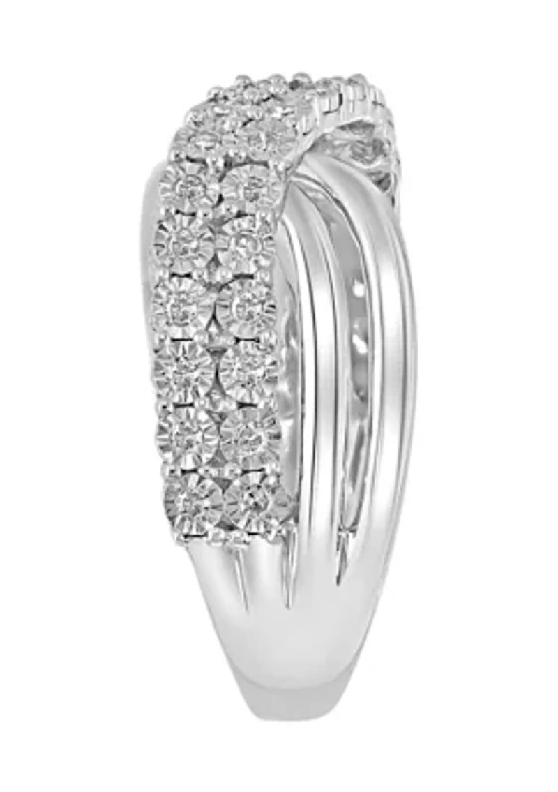 1/4 ct. t.w. Diamond Crossover Band Ring in Sterling Silver