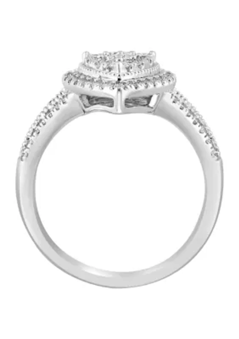 5/8 ct. t.w. Diamond Miracle Set Cluster Ring in Sterling Silver