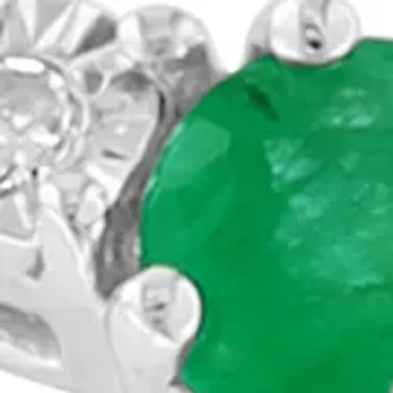 Diamond and Emerald Ring in Sterling Silver