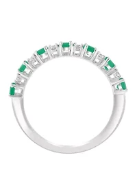 Diamond and Emerald Ring in Sterling Silver